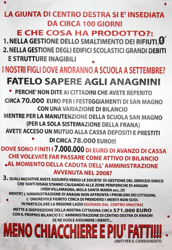 In tipografia il manifesto delle opposizioni per i 3 anni del governo Bassetta